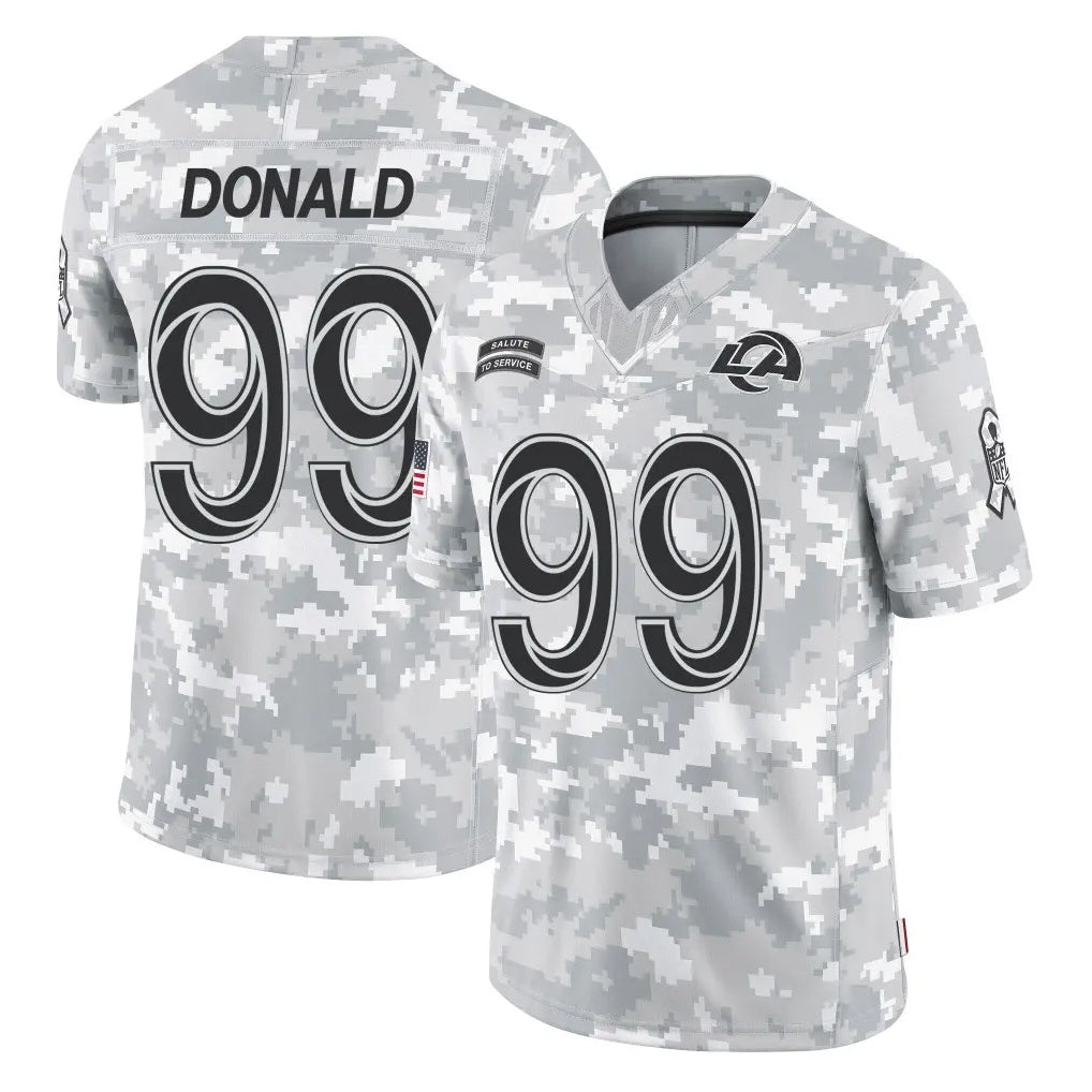 LA.Rams #99 Aaron Donald Player Arctic Camo Salute To Service Limited Game Ddoa Stitched Jerseys