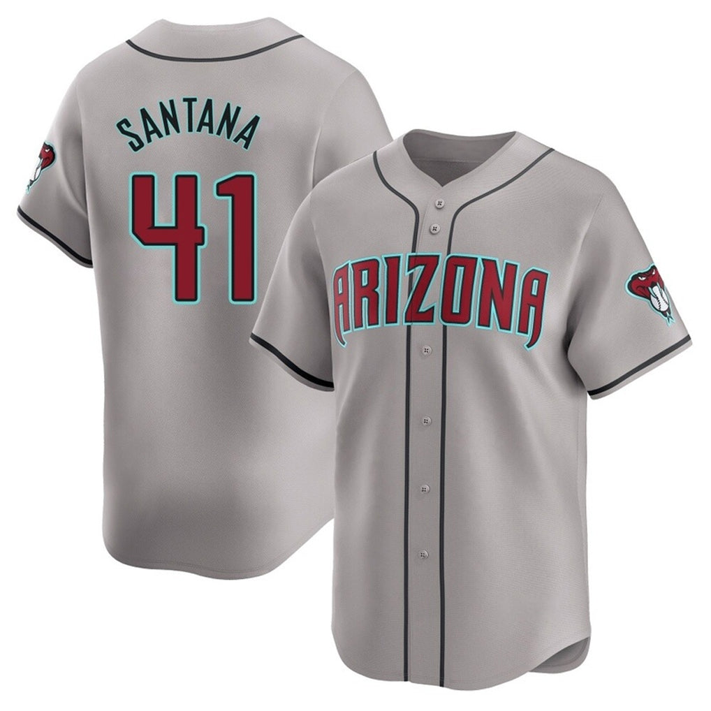 A.Diamondbacks #41 Carlos Santana Player Gray Road Limited Home Game Ddoa Stitched Jerseys