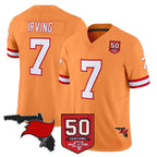 TB.Buccaneers #7 Bucky Irving Player Orange 50th Season Vapor Limited Home Game Ddoa Stitched Jerseys