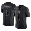 GB.Packers #1 Micah Parsons Player Black Reflective Limited Home Game Ddoa Stitched Jerseys