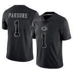 GB.Packers #1 Micah Parsons Player Black Reflective Limited Home Game Ddoa Stitched Jerseys