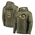 LA.Rams #9 Matthew Stafford Player Olive Salute to Service Pullover Hoodies Home Game Ddoa Stitched Jerseys