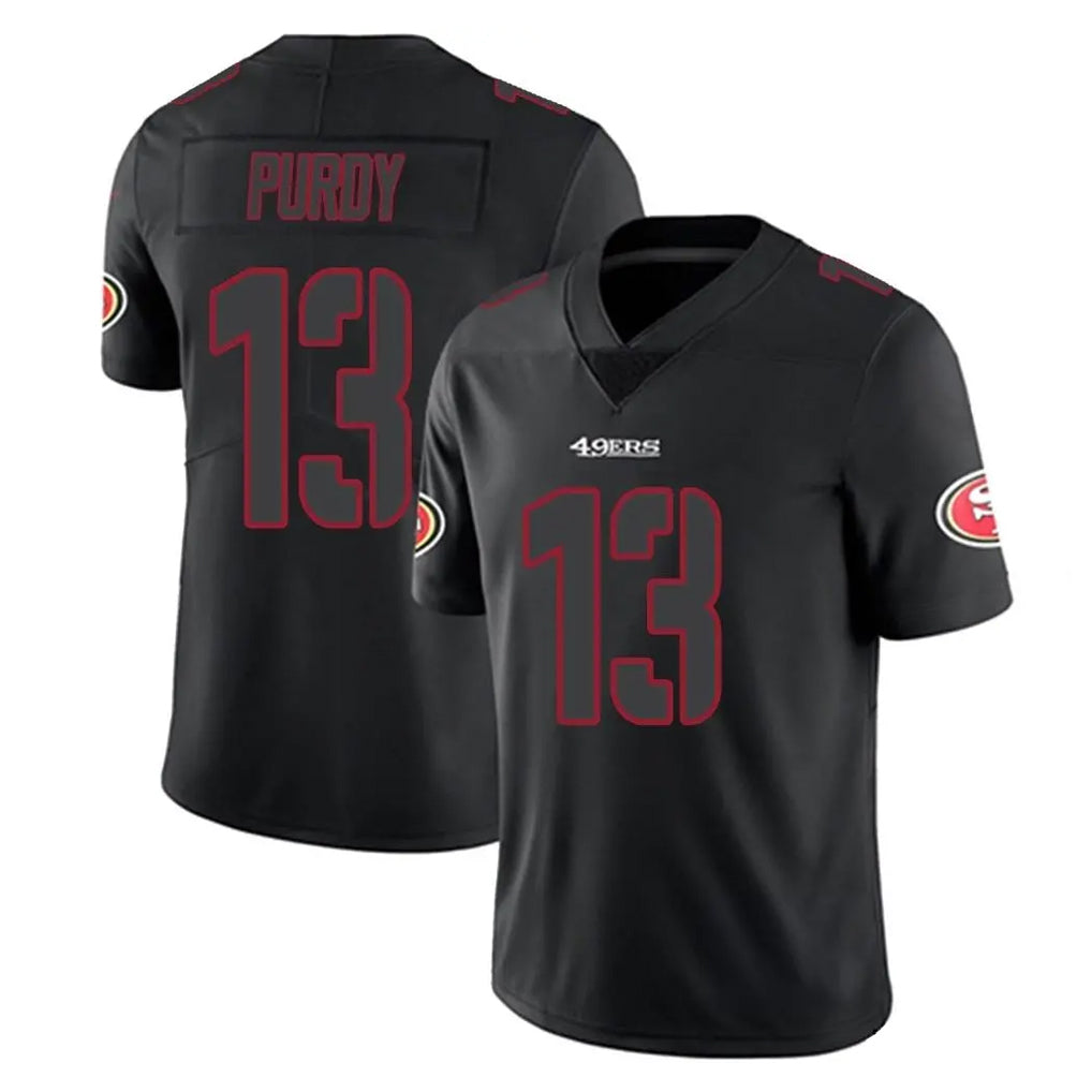SF.49ers #13 Brock Purdy Player Black Impact Limited Home Game Ddoa Stitched Jerseys