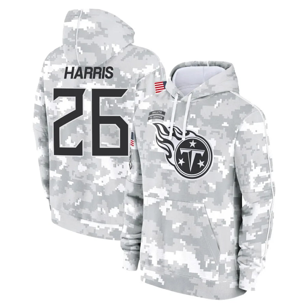 T.Titans #26 Marcus Harris Player Camo Arctic Salute to Service Pullover Hoodies Home Game Ddoa Stitched Jerseys