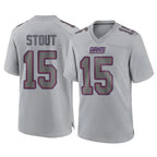NY.Giants #15 Jordan Stout Player Gray Atmosphere Fashion Limited Game Ddoa Stitched Jerseys