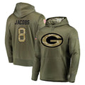 GB.Packers #8 Josh Jacobs Player Olive Salute to Service Pullover Hoodies Home Game Ddoa Stitched Jerseys