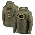 GB.Packers #8 Josh Jacobs Player Olive Salute to Service Pullover Hoodies Home Game Ddoa Stitched Jerseys