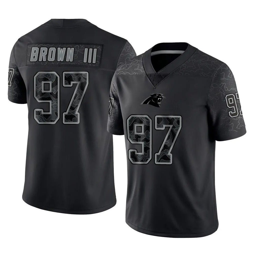 C.Panthers #97 Bobby Brown III Player Black Limited Reflective Game Ddoa Stitched Jerseys