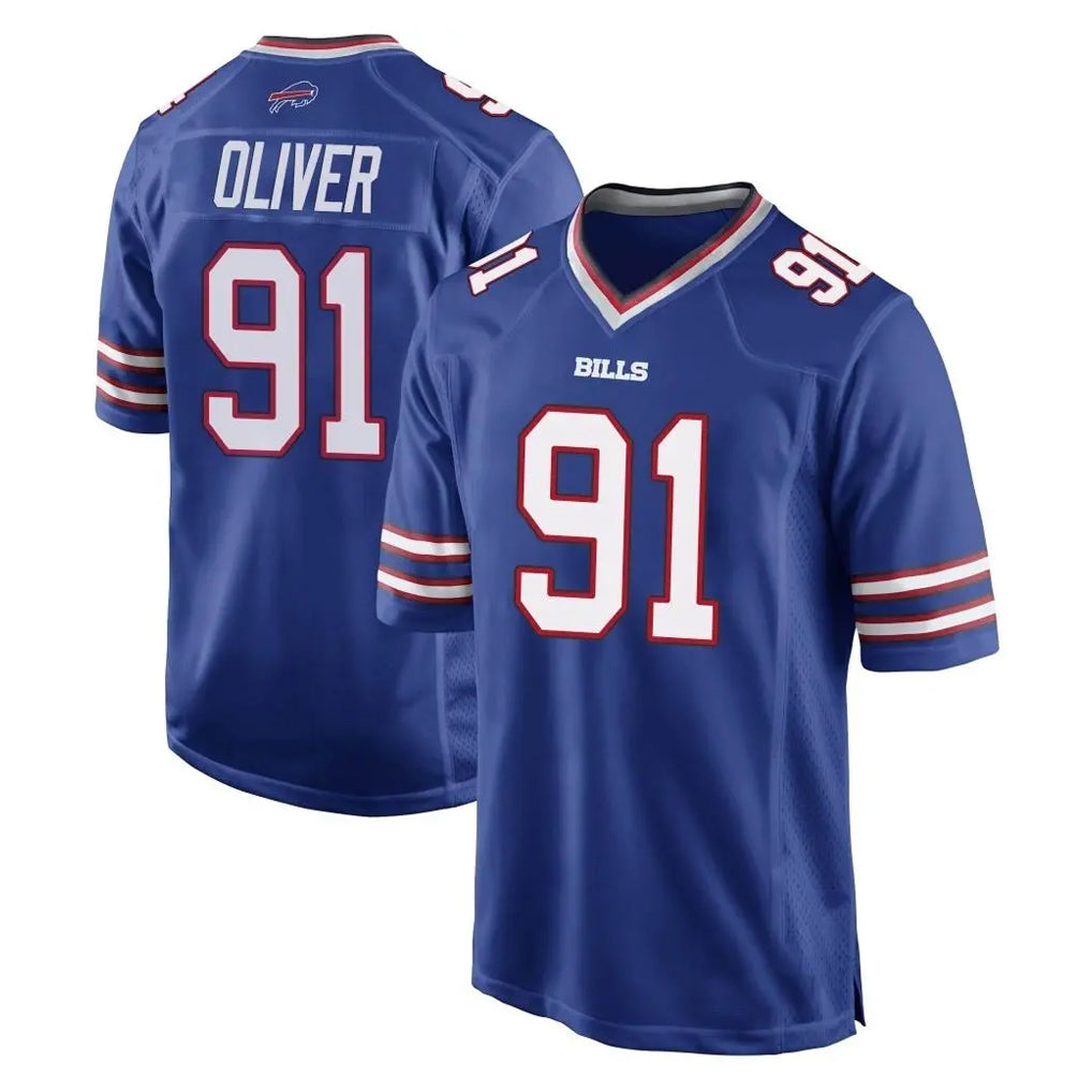 B.Bills #91 Ed Oliver Player Royal Home Game Ddoa Stitched Jerseys