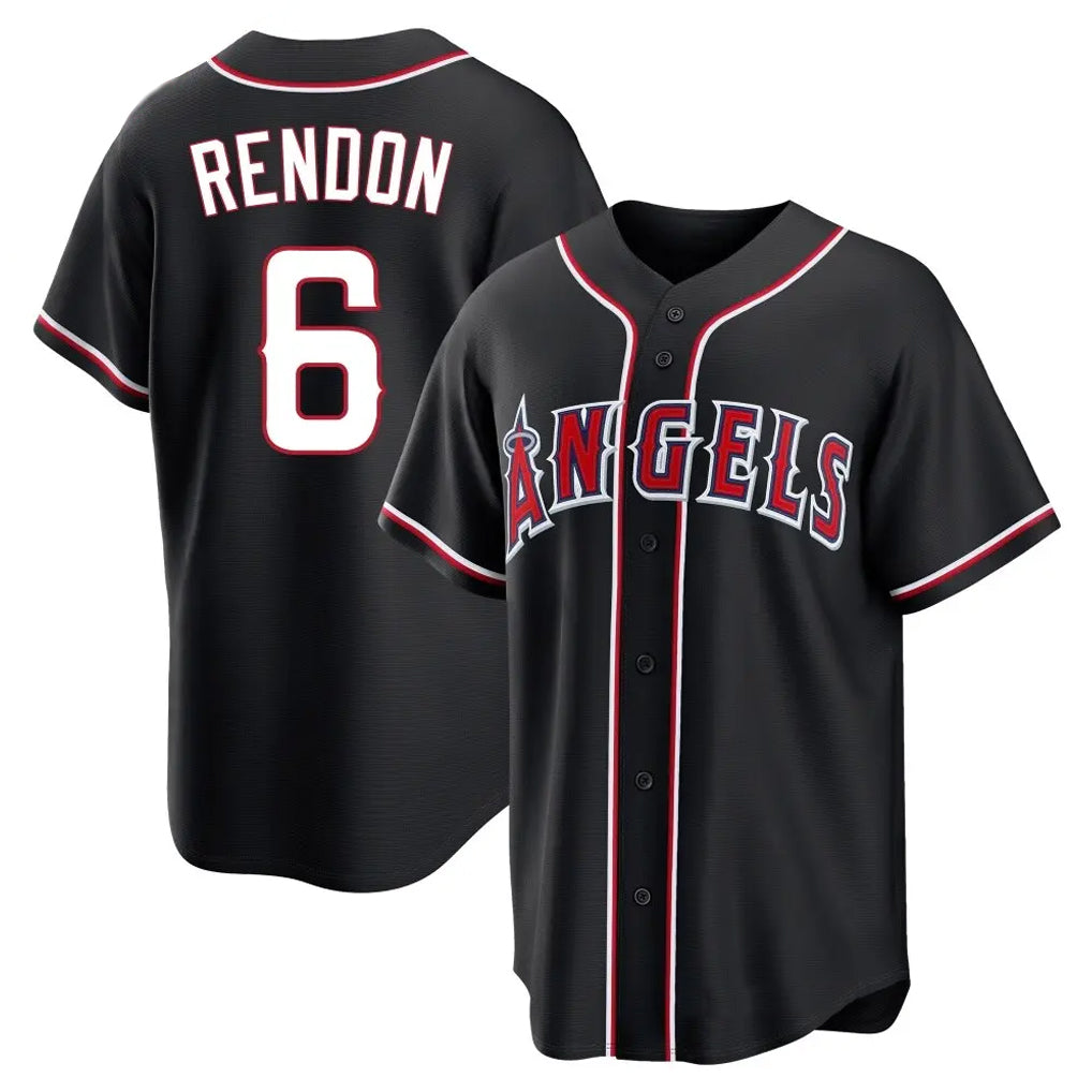 LA.Angels #6 Anthony Rendon Player Black Fashion Out Home Game Ddoa Stitched Jerseys