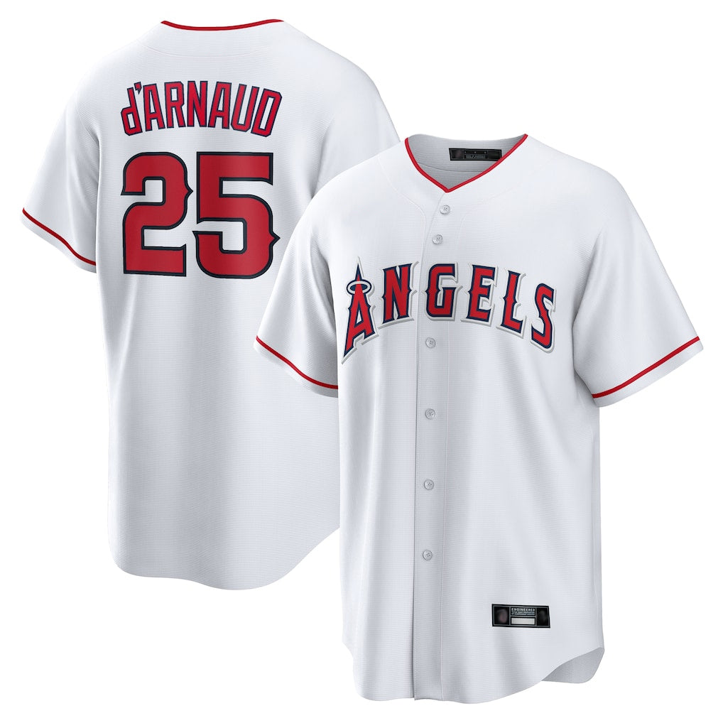 LA.Angels #25 Travis d'Arnaud Player White Home Game Ddoa Stitched Jerseys