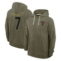 A.Cardinals #7 Jacoby Brissett Player Olive Salute to Service Pullover Hoodies Limited Ddoa Stitched Jerseys