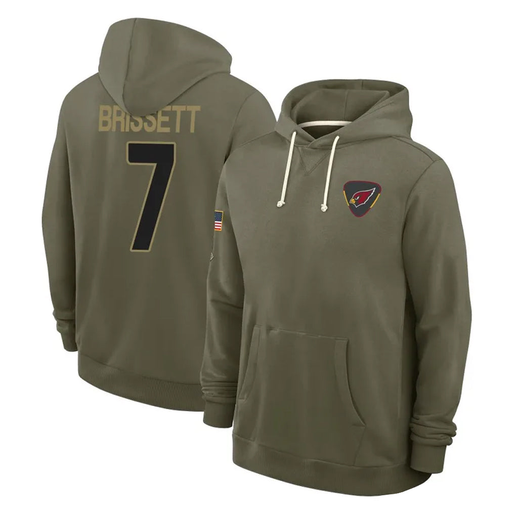 A.Cardinals #7 Jacoby Brissett Player Olive Salute to Service Pullover Hoodies Limited Ddoa Stitched Jerseys