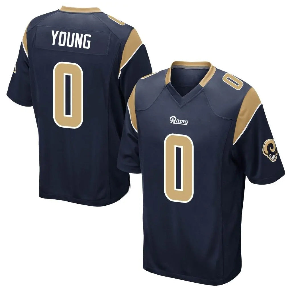 LA.Rams #0 Byron Young Player Navy Home Game Ddoa Stitched Jerseys