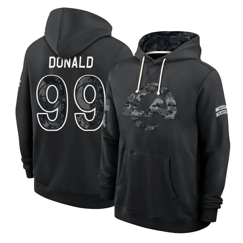 LA.Rams #99 Aaron Donald Player 2026 Black Logo Pullover Hoodies Limited Game Ddoa Stitched Jerseys