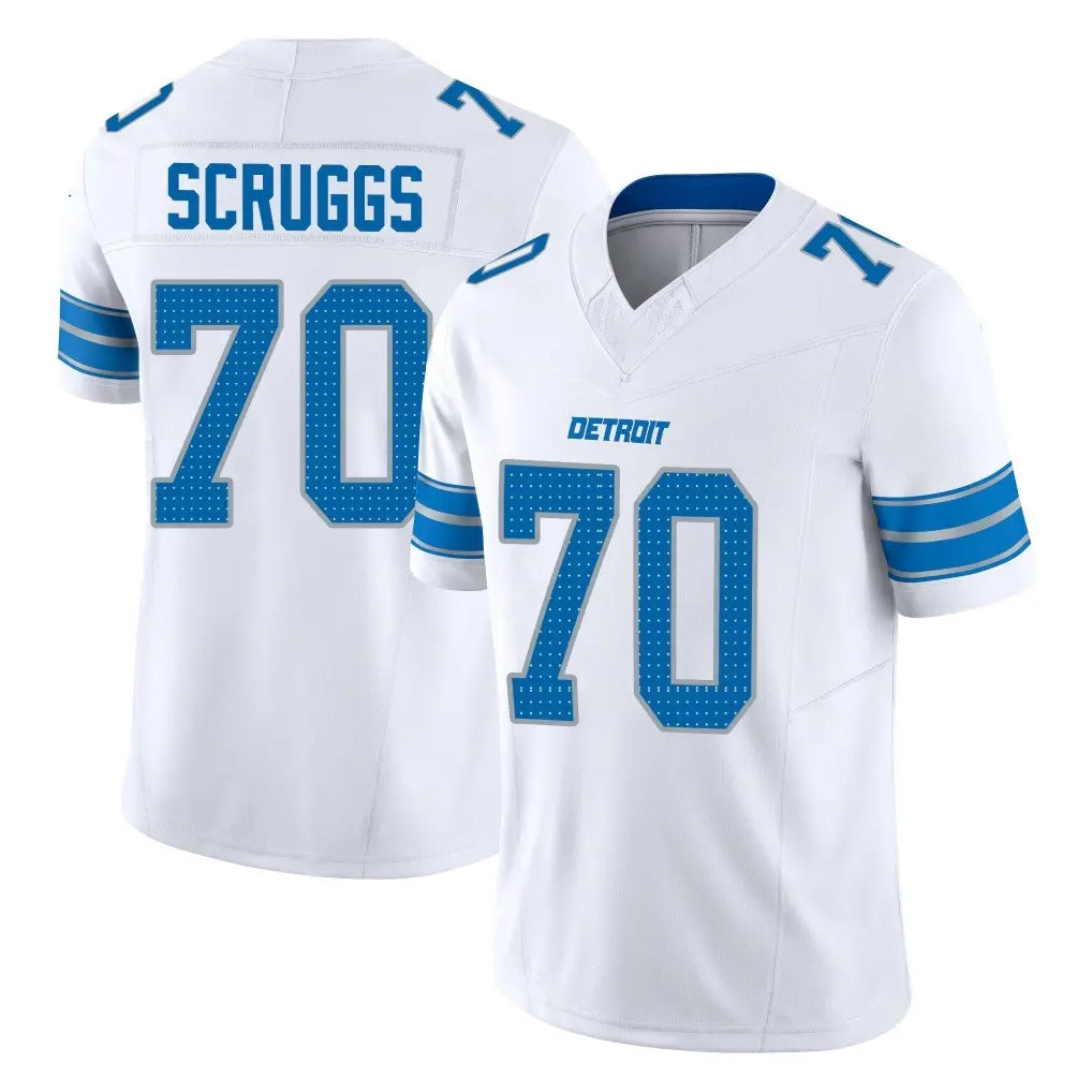 D.Lions #70 Juice Scruggs Player White Limited Vapor F.U.S.E. Alternate Home Game Ddoa Stitched Jerseys
