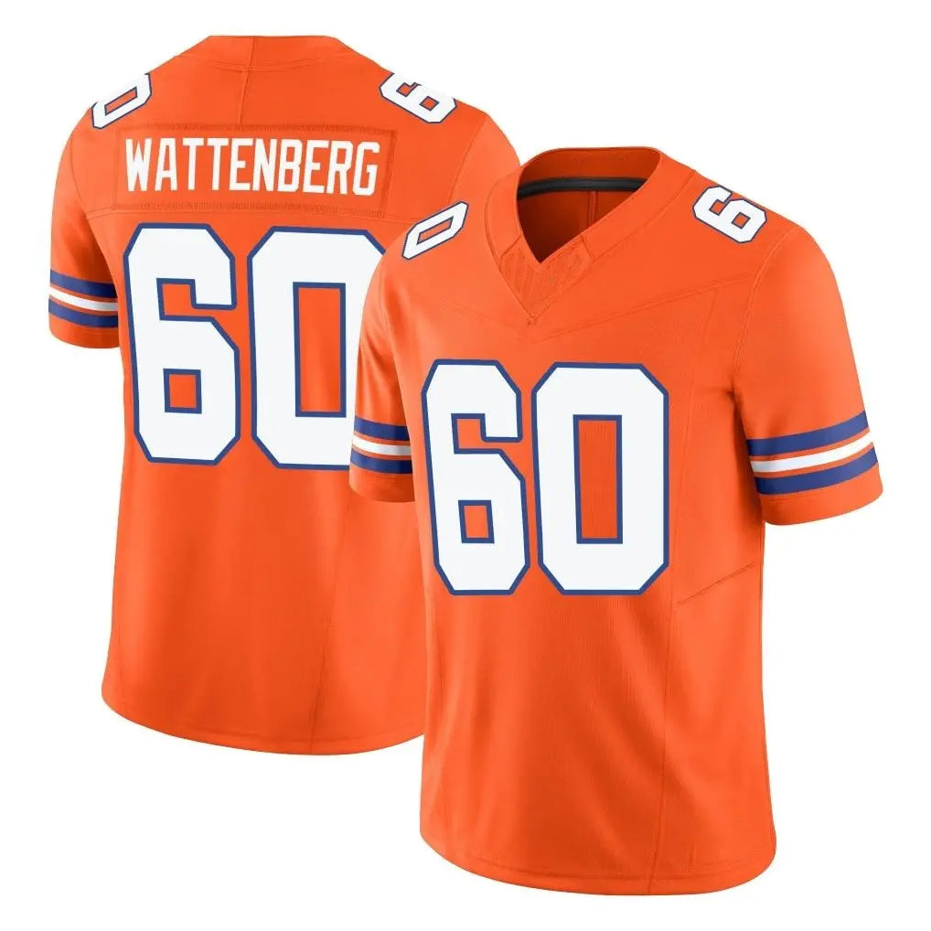 D.Broncos #60 Luke Wattenberg Player Orange Limited Alternate Vapor F.U.S.E. Throwback Game Ddoa Stitched Jerseys