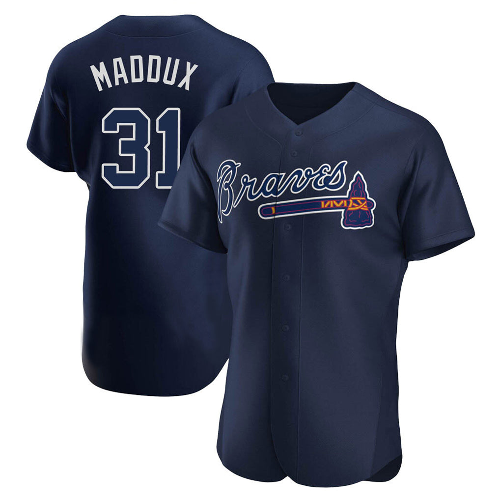 A.Braves #31 Greg Maddux Player Navy Alternate Limited Elite Home Game Ddoa Stitched Jerseys