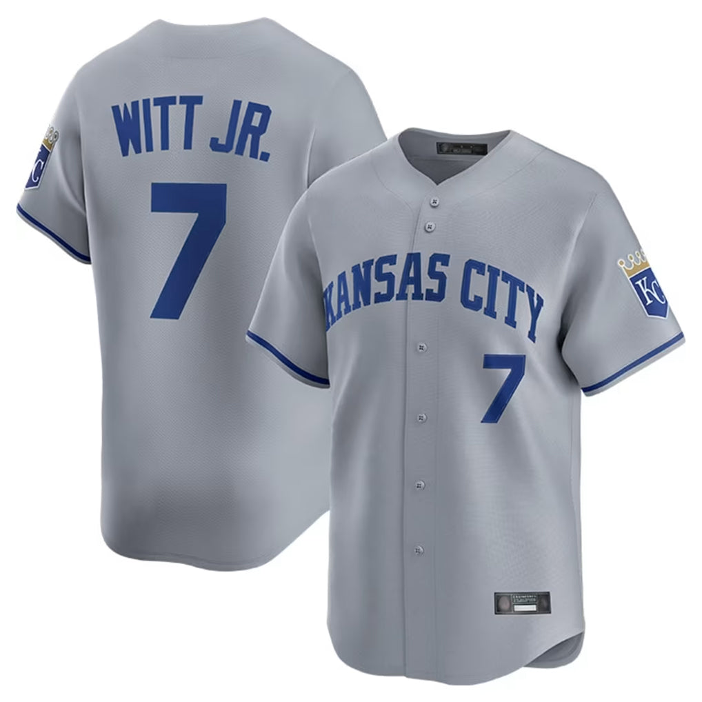 KC.Royals #7 Bobby Witt Jr. Player Gray Limited Home Ddoa Stitched Jerseys