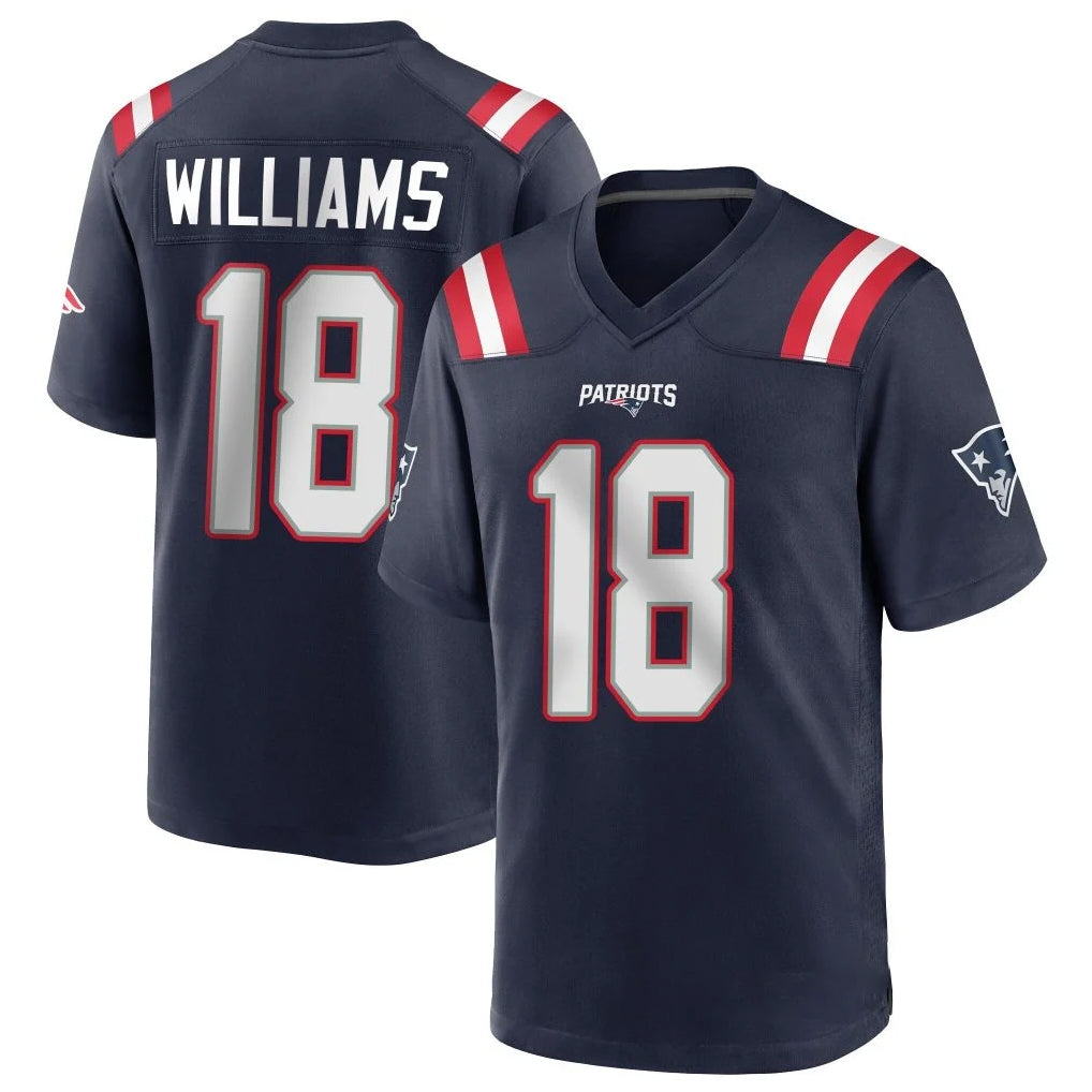 NE.Patriots #18 Kyle Williams Player Navy Home Game Ddoa Stitched Jerseys