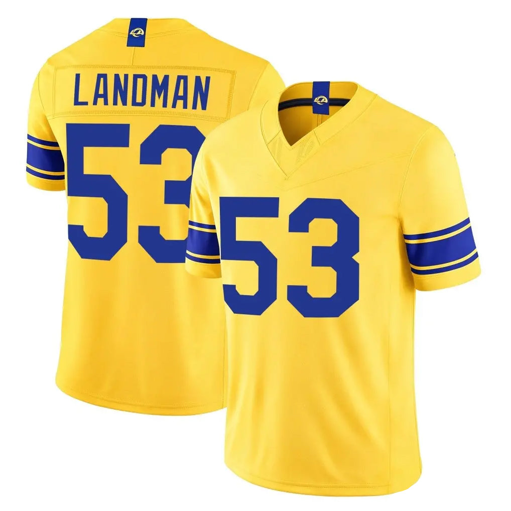 LA.Rams #53 Nate Landman Player Gold Limited Classic Sol Vapor F.U.S.E.Home Game Ddoa Stitched Jerseys
