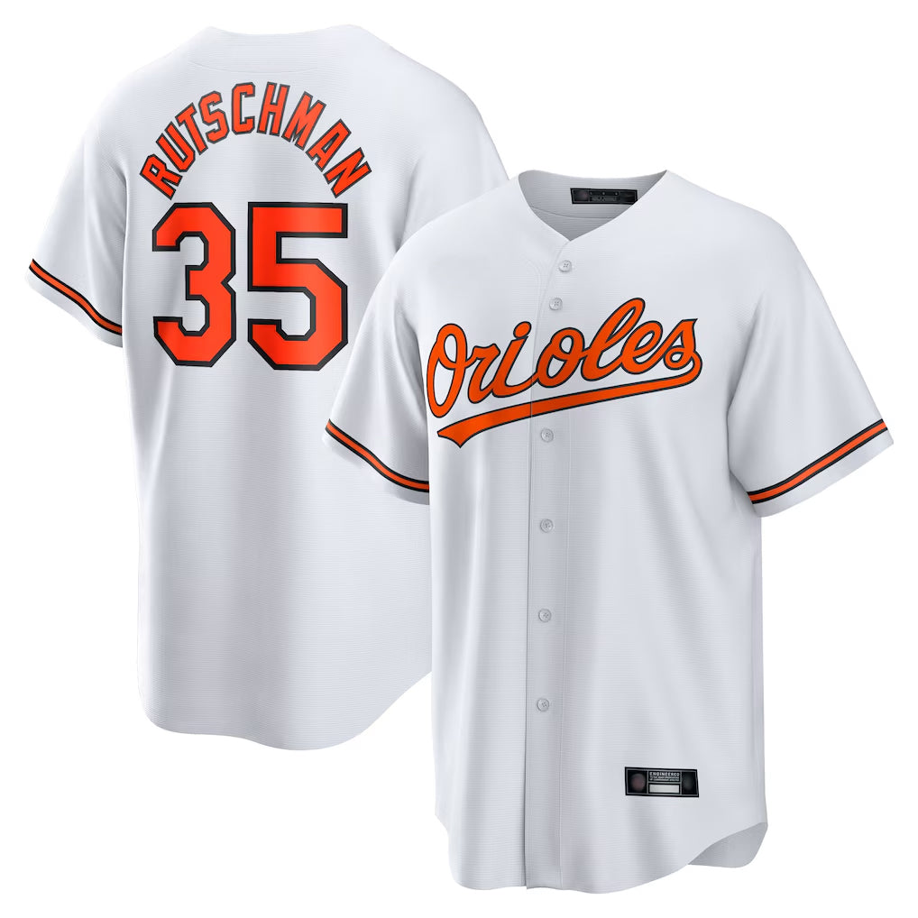 B.Orioles #35 Adley Rutschman Player White Home Game Ddoa Stitched Jerseys