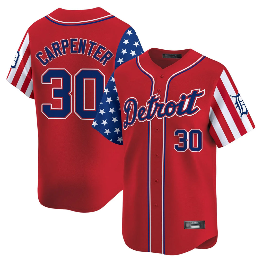 D.Tigers #30 Kerry Carpenter Player Red Independence Day Vapor Premier Limited Ddoa Stitched Jerseys