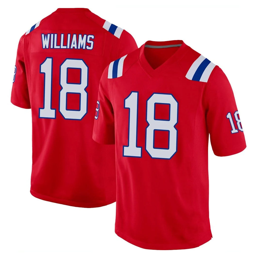 NE.Patriots #18 Kyle Williams Player Red Home Game Ddoa Stitched Jerseys