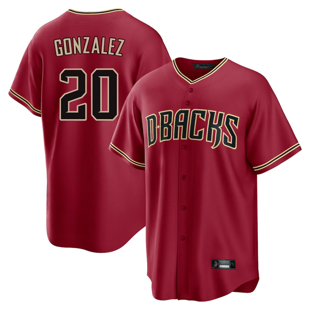 A.Diamondbacks #20 Luis Gonzalez Player Red Home Game Ddoa Stitched Jerseys