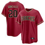 A.Diamondbacks #20 Luis Gonzalez Player Red Home Game Ddoa Stitched Jerseys