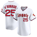 LA.Angels #25 Travis d'Arnaud Player White T-shirt Home Limited Ddoa Stitched Jerseys