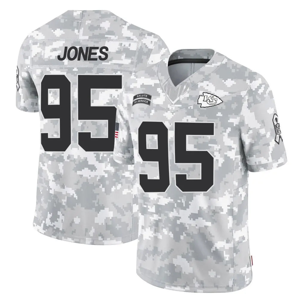 KC.Chiefs #95 Chris Jones Player Arctic Camo Salute To Service Limited Game Ddoa Stitched Jerseys