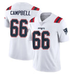NE.Patriots #66 Will Campbell Player White Vapor Untouchable Home Game Ddoa Stitched Jerseys