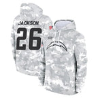 LA.Chargers #26 Donte Jackson Player Arctic Camo Salute to Service Hoodies Limited Game Stitched Jerseys