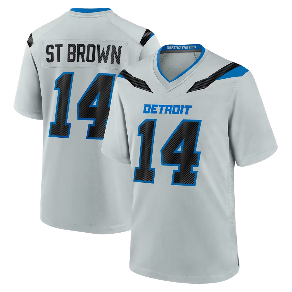 D.Lions #14 Amon-Ra St. Brown Player Silver 2026 Rivalries Collection Home Game Ddoa Stitched Jerseys