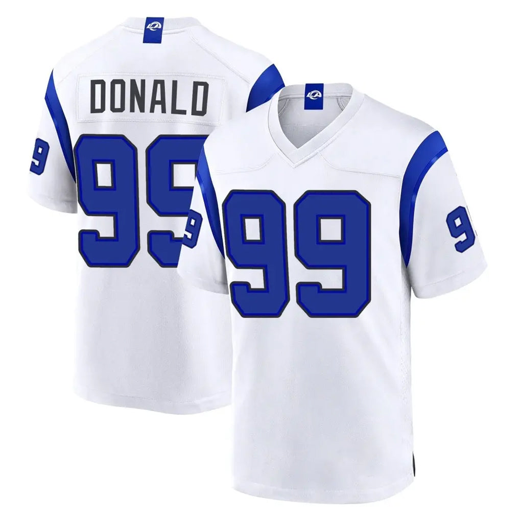 LA.Rams #99 Aaron Donald Player White Fearsome Home Game Ddoa Stitched Jerseys