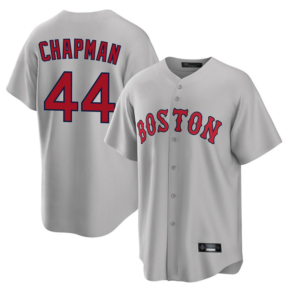 B.Red Sox #44 Aroldis Chapman Player Gray Road Home Game Ddoa Stitched Jerseys