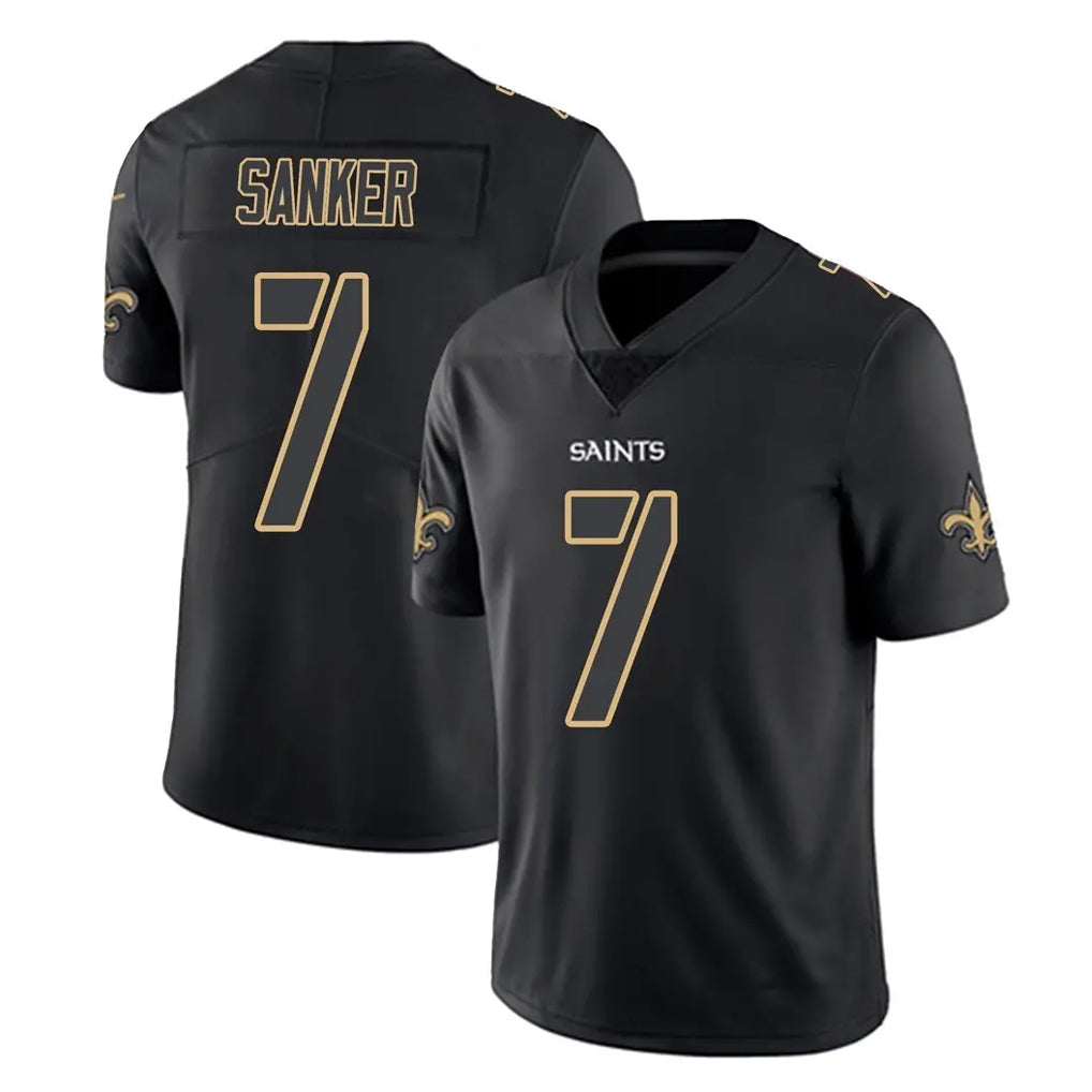 NO.Saints #7 Jonas Sanker Player Black Impact Limited Home Game Ddoa Stitched Jerseys