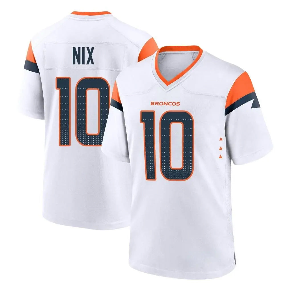 D.Broncos #10 Bo Nix Player White Home Game Ddoa Stitched Jerseys