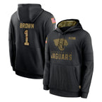J.Jaguars #1 Montaric Brown Player Black Salute to Service Hoodies Limited Game Ddoa Stitched Jerseys