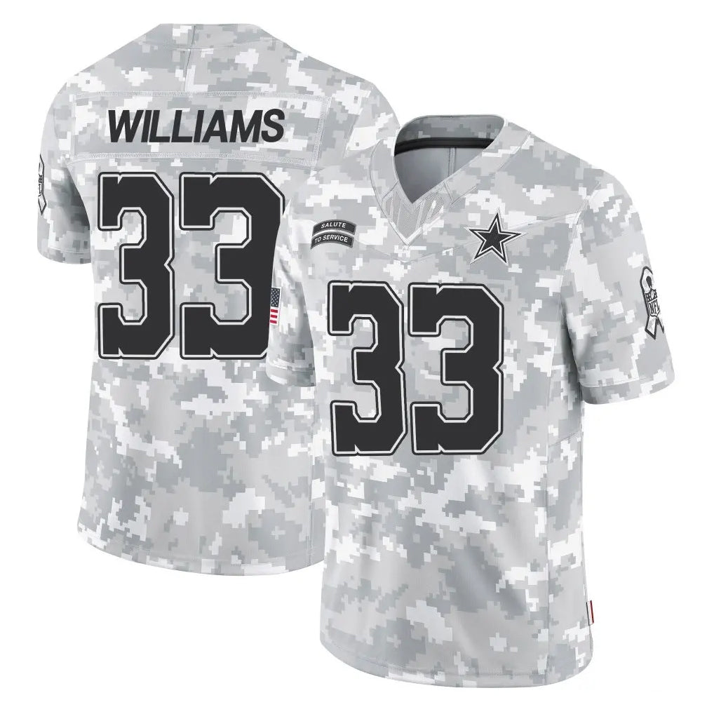 D.Cowboys #33 Javonte Williams Player Arctic Camo Salute to Service Limited Home Game Ddoa Stitched Jerseys