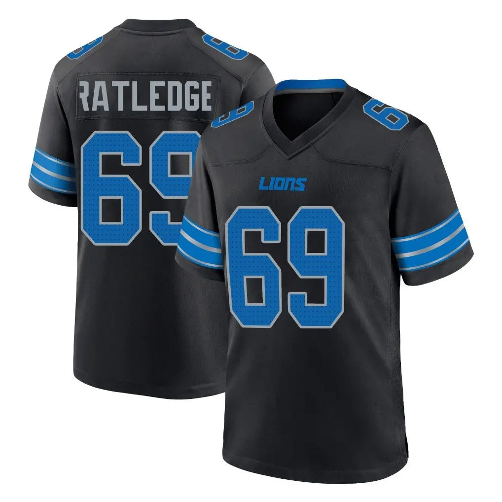 D.Lions #69 Tate Ratledge Player Black Alternate Home Game Ddoa Stitched Jerseys