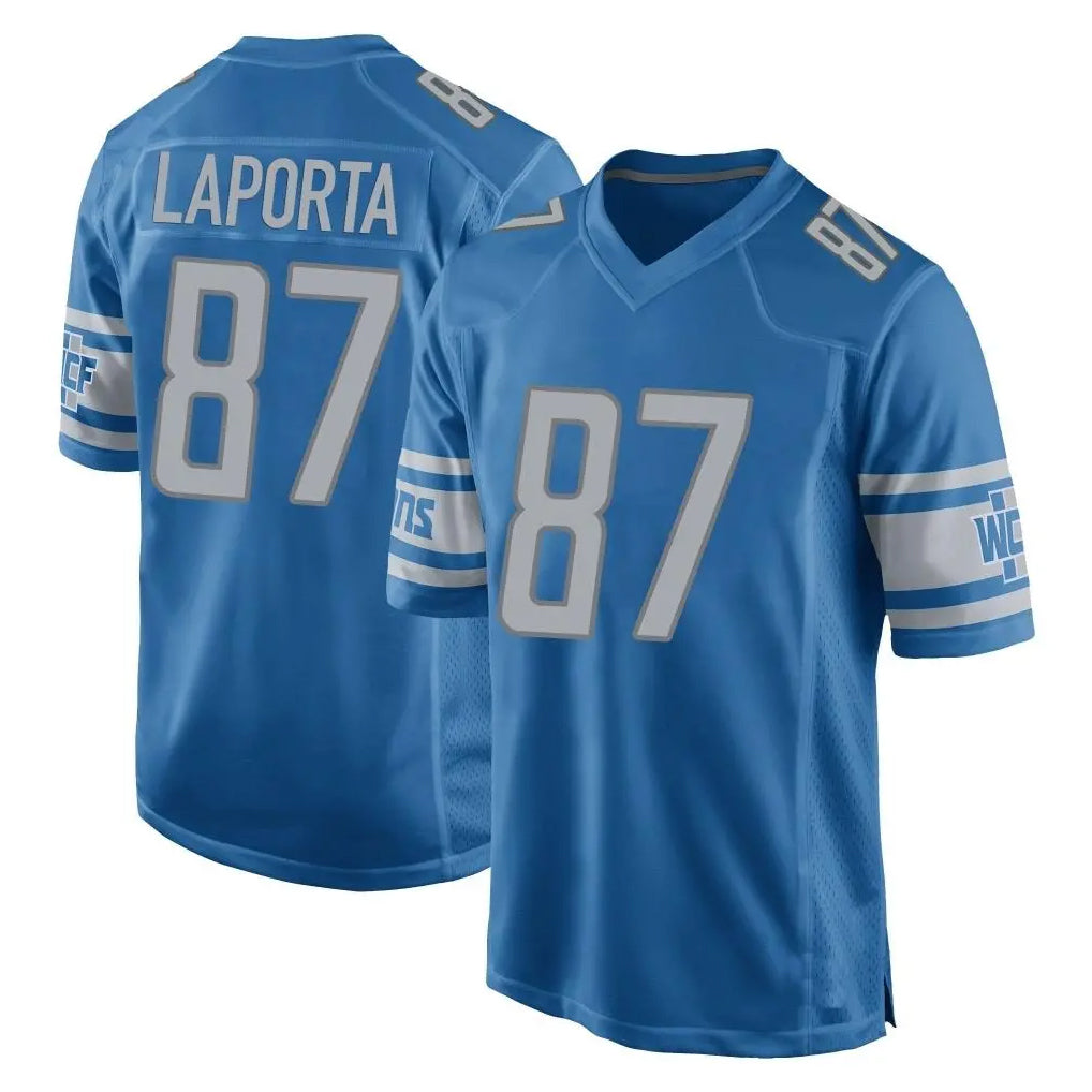 D.Lions #87 Sam LaPorta Player Blue Home Game Ddoa Stitched Jerseys