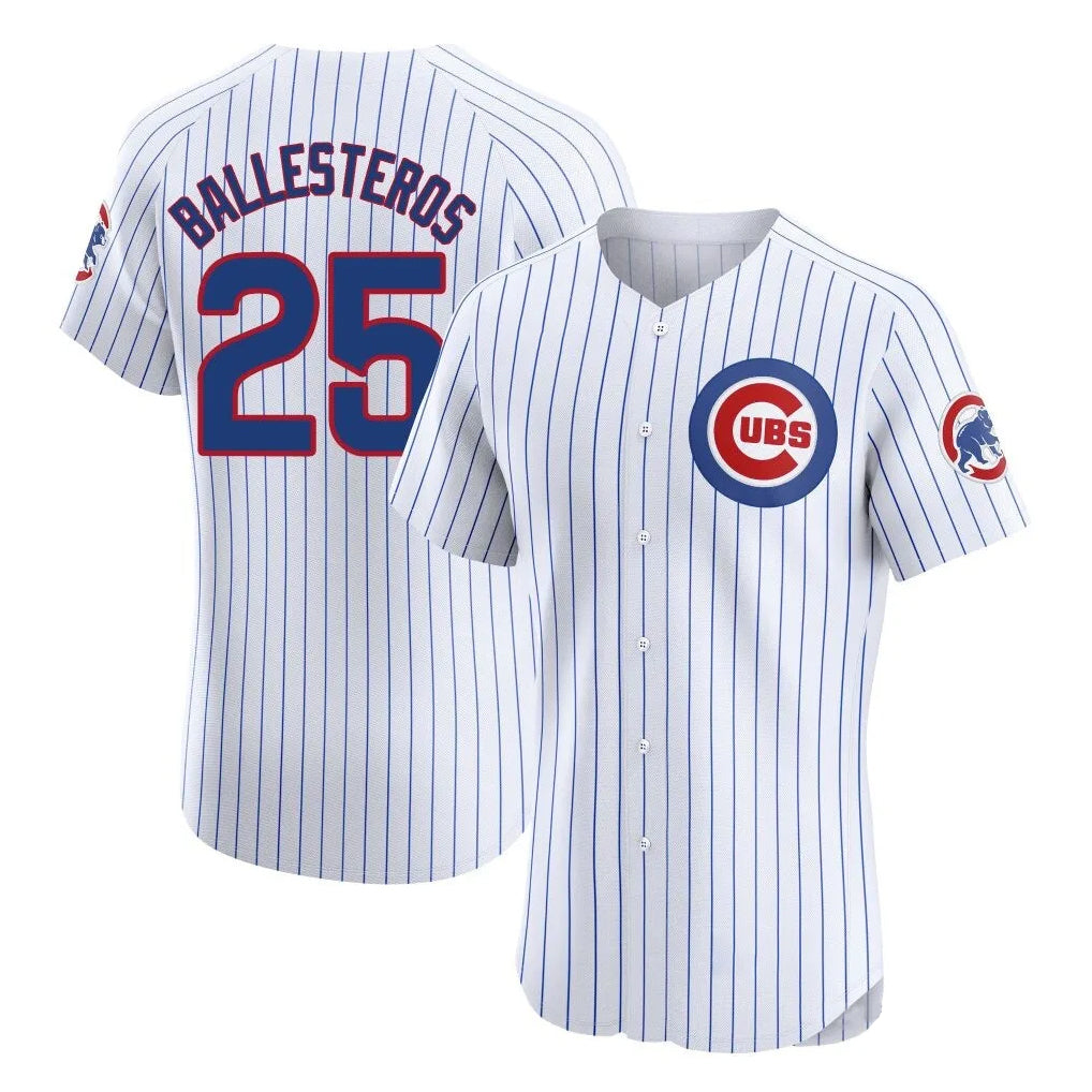 C.Cubs #25 Mois¨¦s Ballesteros Player White Limited Elite Home Game Ddoa Stitched Jerseys