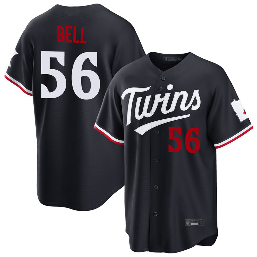 M.Twins #56 Josh Bell Player Navy Home Game Ddoa Stitched Jerseys