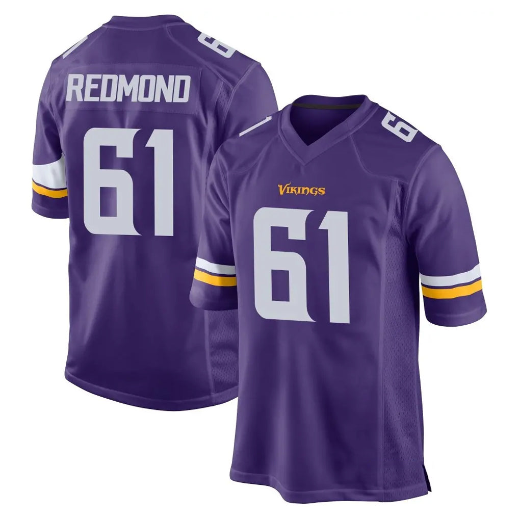 MN.Vikings #61 Jalen Redmond Player Purple Home Game Ddoa Stitched Jerseys