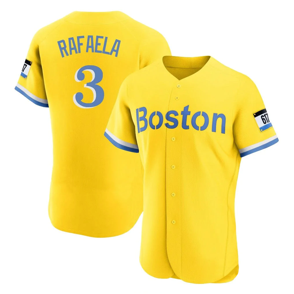 B.Red Sox #3 Ceddanne Rafaela Player Yellow Limited Elite Home Game Ddoa Stitched Jerseys