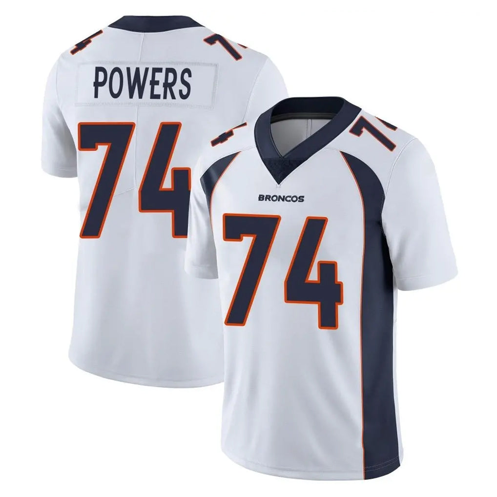 D.Broncos #74 Ben Powers Player White Vapor Untouchable Limited Home Game Ddoa Stitched Jerseys