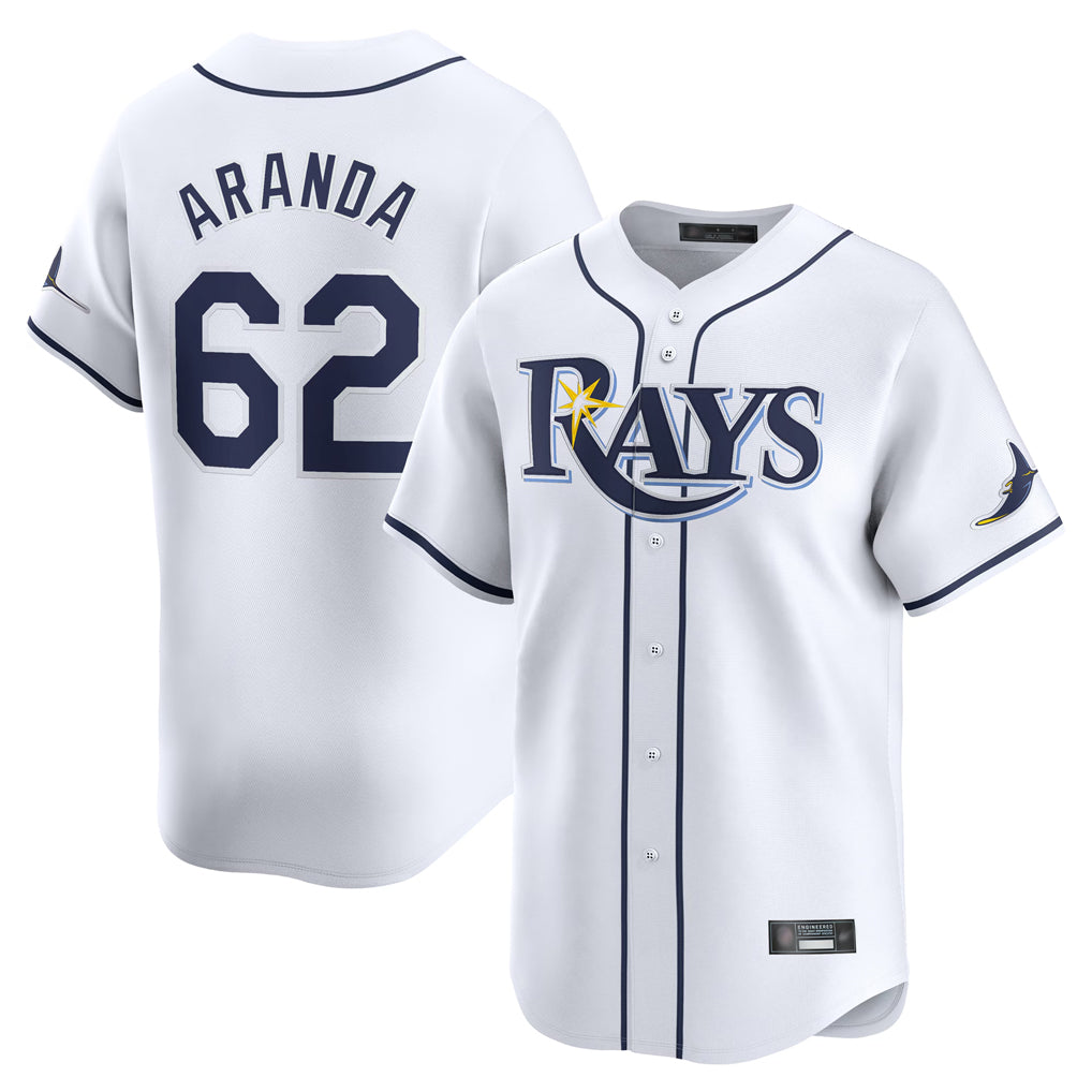 T.Bay Rays #62 Jonathan Aranda Player White Home Limited Ddoa Stitched Jerseys