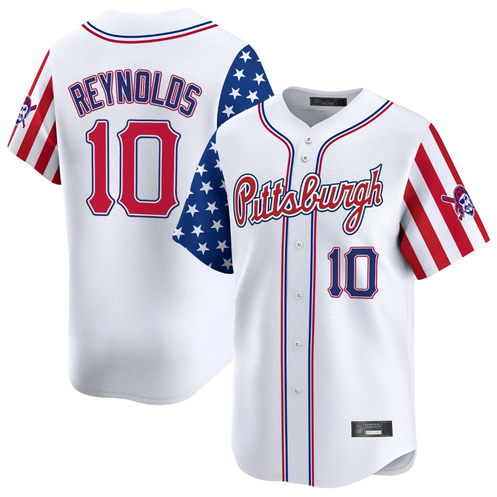 P.Pirates #10 Bryan Reynolds Player White 2025 Independence Day Vapor Premier Limited Ddoa Stitched Jerseys